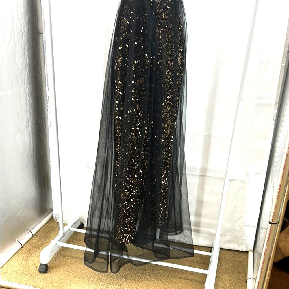 Black and Gold Sequin Jumpsuit - Picture 5 of 6